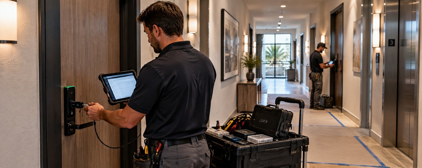 Technician programming and commissioning multifamily access control