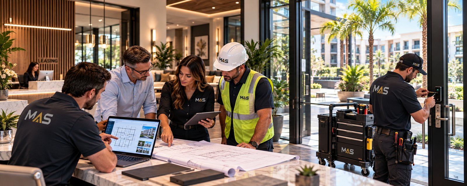 Access-control coordination during multifamily construction